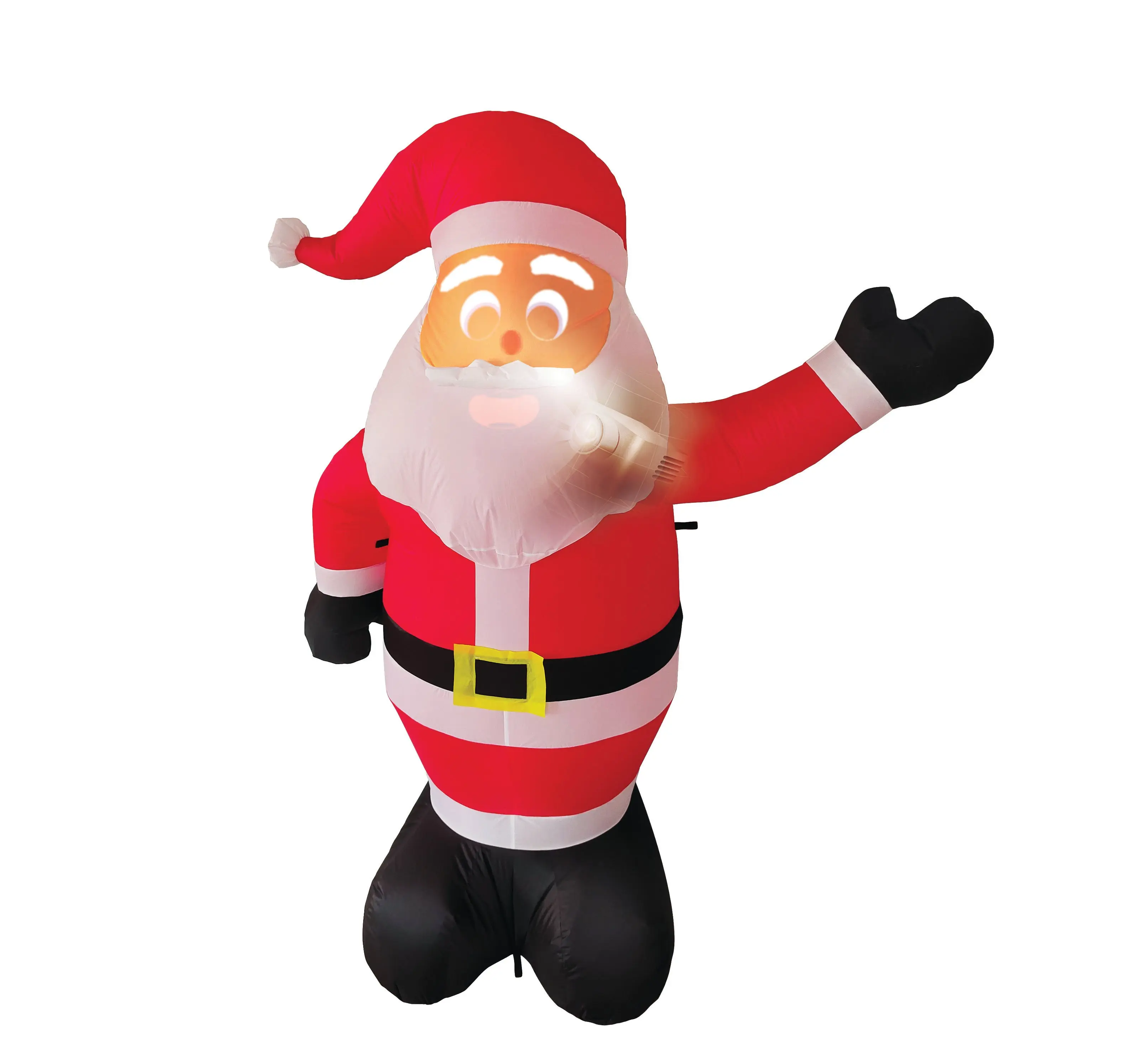SanTek Claus 7ft Talking Christmas Inflatable, Built-In Projector & Speaker Bring Him to Life with 30 Minutes of Talking, Singing & Joking, Plug’n Play Light Up Outdoor Yard Decoration