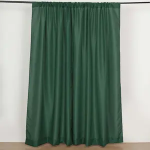 2 Pack 5ftx8ft Hunter Emerald Green Polyester Backdrop Drape Curtains With Rod Pockets, Event Divider Panels 130GSM