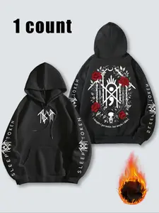 Women's Vintage Rock Band Print Knit Graphic Hoodie, Loose Fit Casual Music Fan Hooded Sweatshirt, Perfect Gift Idea, Comfortable & Stylish Design