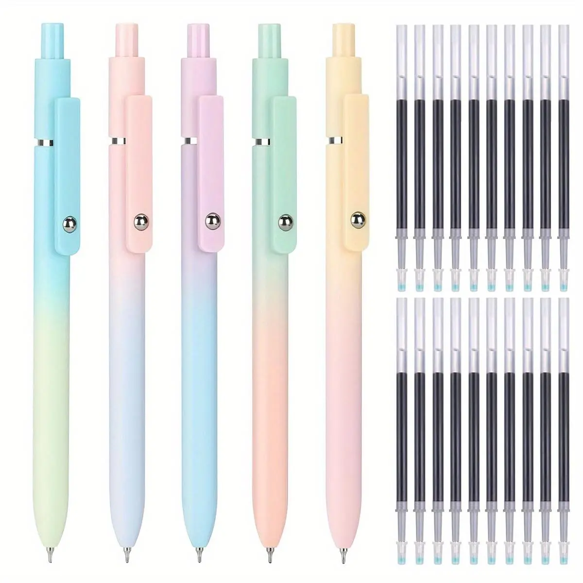 Gel Pen with Refill, Rollerball Pen Set, Gel Pens Set, 25pcs/set Including 5 Counts Gel Pen & 20pcs Refill, Smooth Writing Pen, Gift Pen, Stationery Supplies for Home School Office