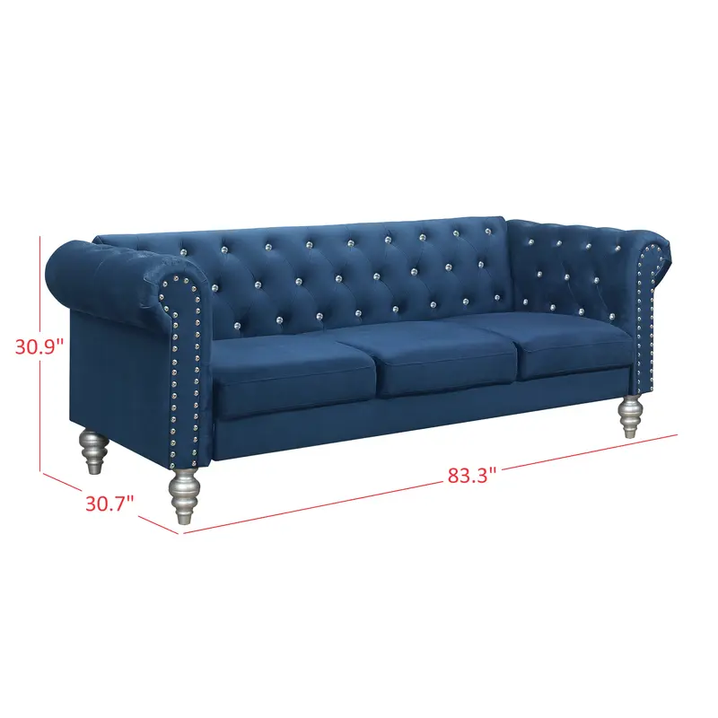 Favorer Emma Velvet Rolled Arm Sofa Favorer Emma Velvet Rolled Arm Sofa