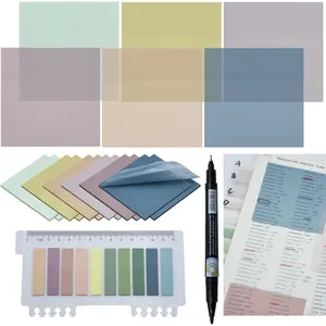 800 count Transparent Sticky Notes, 3"x3" Clear Sticky Notes,  Translucent Sticky Note Pads for Books Annotation, Clear  it Notes for  Study, School, Office(Morandi)