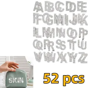 52 Pack A-Z Sparkling Rhinestone Hot Letter Patch, Easy To Iron and Paste, No Need for Sewing, Suitable for DIY Clothing, Hats, Jeans, Perfect Gifts for Halloween and Christmas