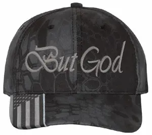 Christian Hats for Men Women BUT GOD Embroidered Hat with FREE 4" 3 Nail Cross Decal