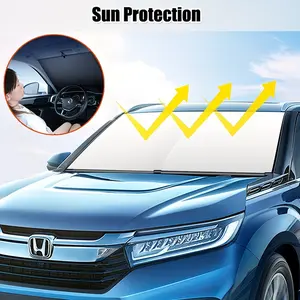 Newly upgraded version，Retractable car Sun Shade Windshield, Visor for UV Rays and Heat Protection, 2 Pieces Collapsible Front Window Sunshade with Suction Cups, Foldable