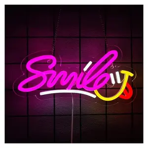 Smile Neon Sign Letter Light USB Powered For Business Bachelor Party Wedding Bedroom Wall Decoration 31cmx15.5cm