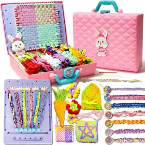 Weaving Loom for  & Friendship Bracelet Making Kit for Girls, Birthday 's Day Craft Gifts Creative DIY  for Girls Ages 6-12, Easy Potholder Loom Knitting Kits, Rainbow Loops Weaving Set