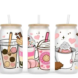 Cafecito Drinks Frosted Glass Cup (Sizes Available 16oz)