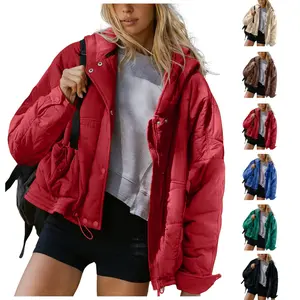 Molitree Women's Quilted Puffer Jacket - Hooded Long Sleeve Lightweight Fall Casual Oversize Warm Outerwear with Pockets and Quilted Texture Womenswear Black