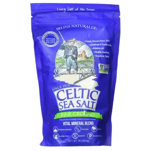 Fine Ground Celtic Sea Salt – 16 Ounce (Pack of 1) Resealable Bag of Nutritious, Classic Sea Salt, Great for Cooking, Baking, Pickling, Finishing and More, Pantry-Friendly, Gluten-Free