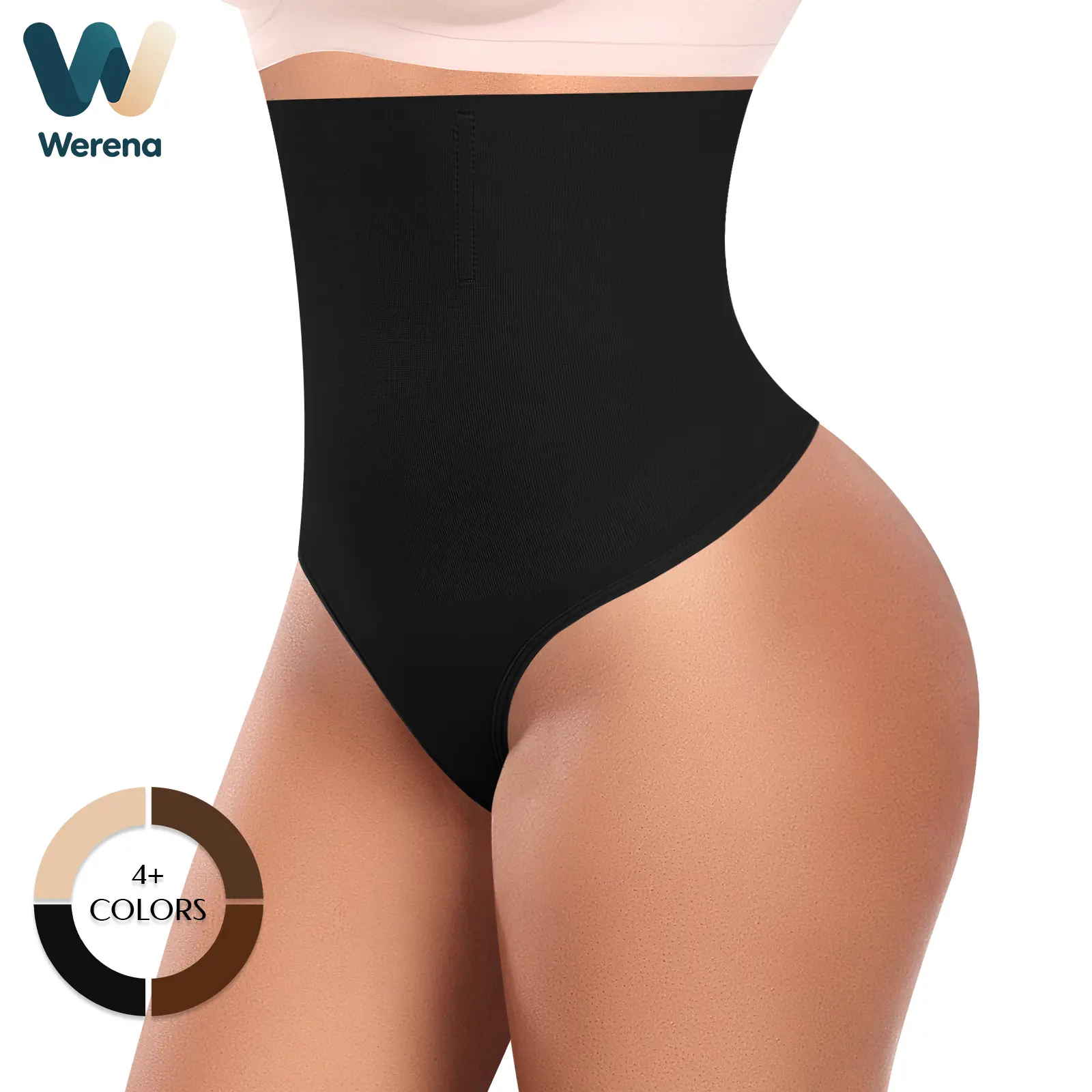 Werena High-Waist Tummy Control Thong Shapewear for Women Seamless Body Shaper with Smooth Curves and Everyday Shaping for Under Dress