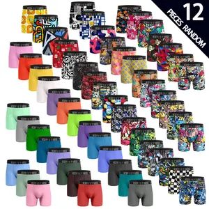 KJFISTMU 12-piece men's boxer briefs, solid color and simple design, graffiti print, extended length, made of elastic spandex fabric, suitable for young men for casual wear, sports, and gym use, moisture-wicking, breathable, cool and comfortable.