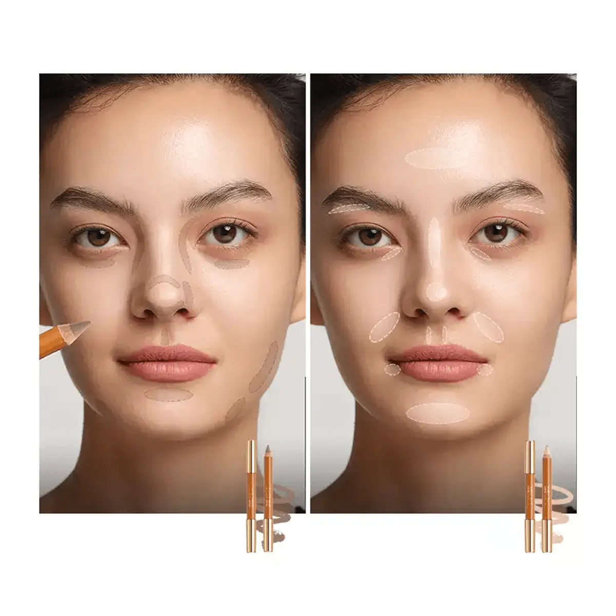 OUT OF OFFICE Dual-Ended Contour Stick - Highlight & Conceal for All Skin Tones #01 Bright Skin + Cement Gray
