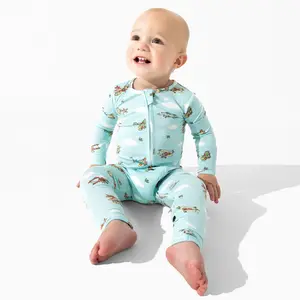 Bellabu Bear Vintage Airplanes Bamboo Convertible Footie - All in One Snug-Fitting Design