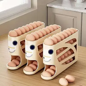 3pc Egg Storage Box, Automatic Rolling Multi-layer Slanted Design, Egg-specific, Can Hold 30 Eggs