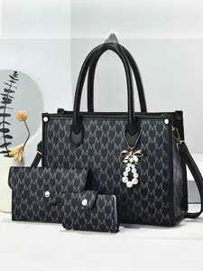 Women's Crocodile Embossed Tote Bag & Wristlet & Wallet, Fashionable Large Capacity Shoulder Bag Set for Work & Daily Used, Casual Trendy Versatile High-quality Daily Commuting Bag