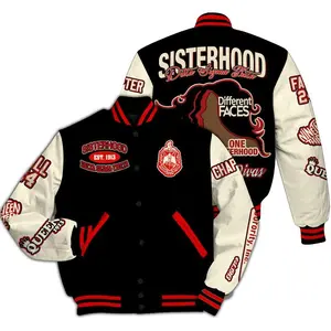 Delta Sigma Theta Black Sisterhood Varsity, 1913 DST Sorority Letterman Coat, Premium Greek Life Member Apparel, Unique Crossing Gift, Red DST Gear