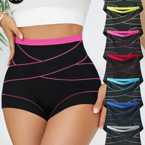 HOTCOM Women's High Waisted Shaping Shorts Shapewear 7 Pack Underwear | Stretchy Workout Shorts, Butt Lifting Compression Fit, Anti-Roll Waistband, Breathable Seamless Shorts for Gym & Everyday Wear