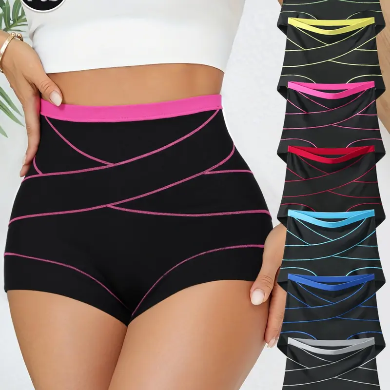 HOTCOM Women's High Waisted Shaping Shorts Shapewear 7 Pack Underwear | Stretchy Workout Shorts, Butt Lifting Compression Fit, Anti-Roll Waistband, Breathable Seamless Shorts for Gym & Everyday Wear