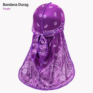 Silky Satin Bandana Durag, classic paisley print design. Unisex head wrap, soft durag for men women wave hair and daily wear