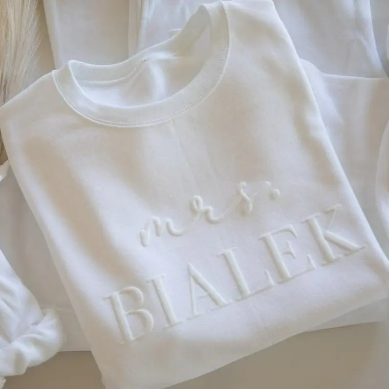 Custom EMBOSSED Engagement gift for future Mrs sweatshirt, Gift bride sweatshirt
