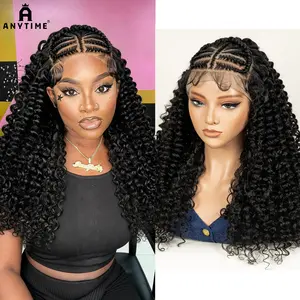Anytime Fashion unique Braided Wave hairbang 13×6 HD lace Knotless Braided Wig with Baby Hair, Gift Choice, Suitable for everyday wear, 22inch