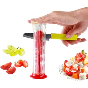 Strawberry Slicer Grape Slicer, Small Tomato And Cherry Slicer fruit Salad Making Pizza Fruit Dispenser, Adjustable Size Carton Packaging Kitchen Utensils