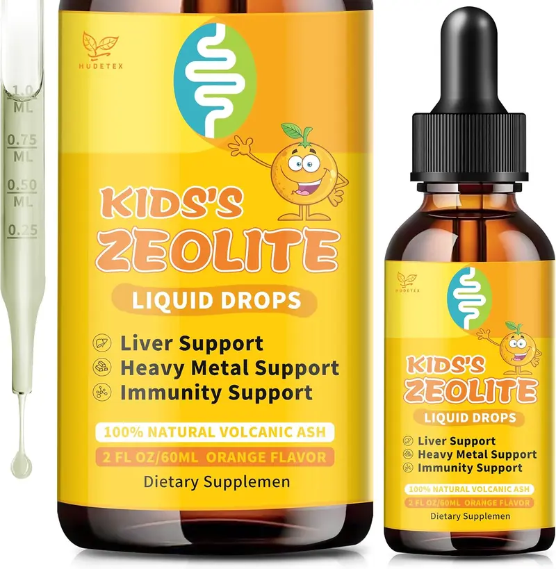 Zeolite Drops for Kids | Kid's Cellular Support Formula Over 2 Years Old | Natural Mineral Supplement | Support Healthy Digestion* | NSF Certified | Sugar-Free & Vegan | Orange Flavor | 2 Fl oz