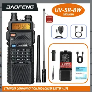 BAOFENG UV-5R Ham Radio Handheld 8W Upgrade UV5R Long Range Walkie Talkies Rechargeable 3800mAh M-5R 5RX Two Way Radio with USB-C ,Tactical Antenna for Hunting Survival Gear