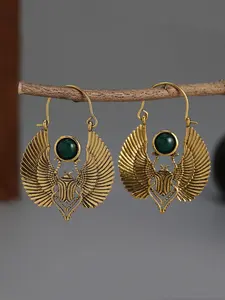 Vintage Egyptian Inspired Design Artificial Gemstone Decor Dangle Earrings, Statement Earrings, Gifts for Girlfriend, Wing Design Drop Earrings, Fashion Jewelry Accessories for Women