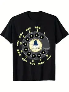 Vintage Rotary Phone Dial Graphic T-Shirt - Retro Nostalgic Casual Tee