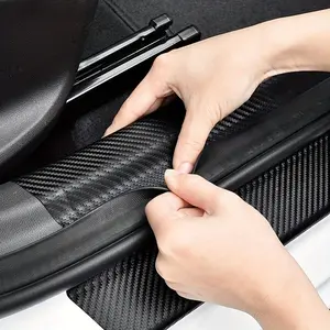 4/5 Pcs Universal Car Door Threshold Scuff Plate Carbon Fiber Sill Protector Stickers Sticker For Cars Decal For Cars Car Accessories Upgrade Your Car's Look & Protect It From Scratches - For All Model Sports Auto Door Entry Pedal Guards