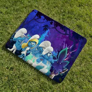 The Smurfs Floor Mat Soft Flannel Non-Slip Area Rug Water Absorbent Thick Floor Mat for Bedroom Living Room Kitchen Hallway Entryway Indoor Outdoor Durable Home Decor Mat