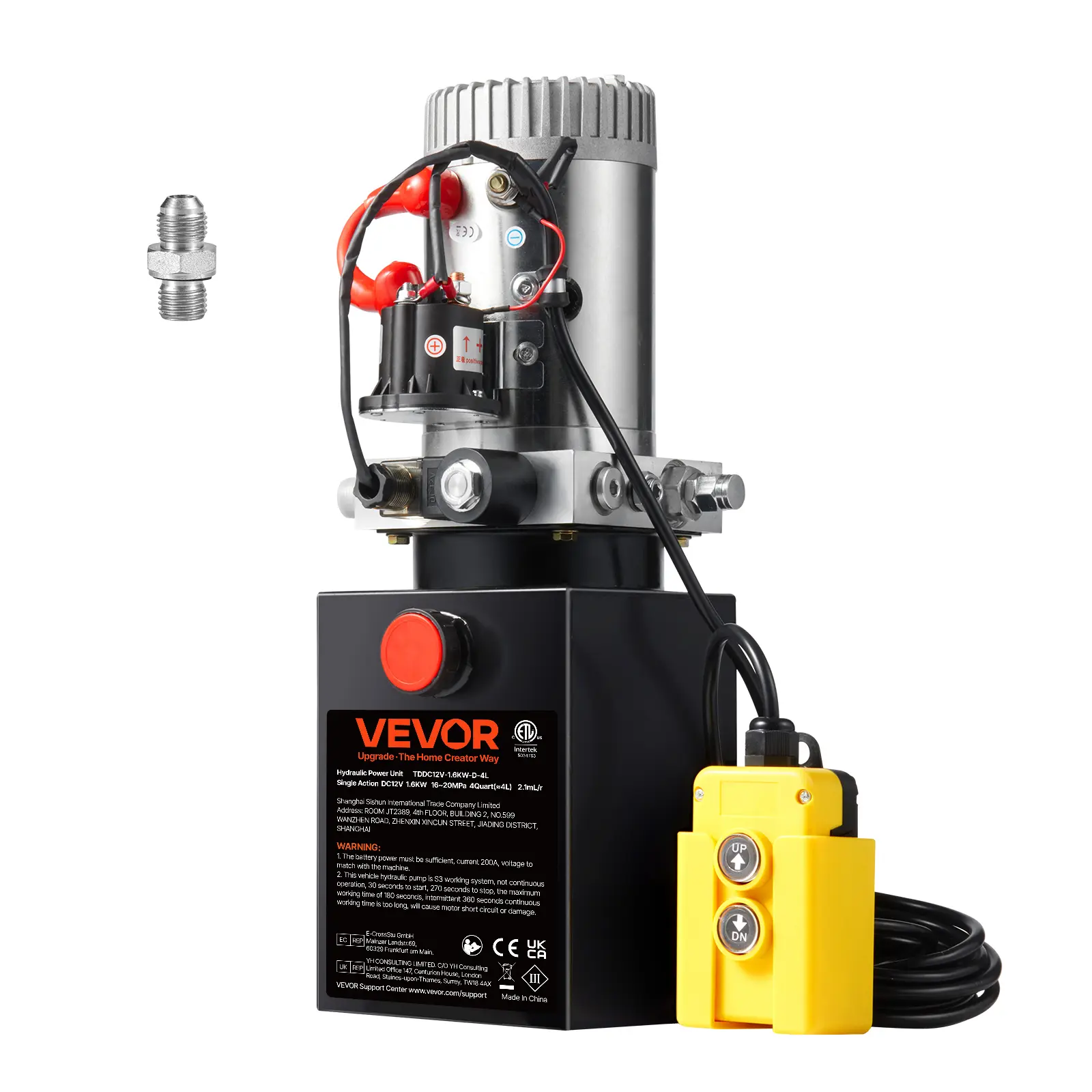 【summerfinds】VEVOR Hydraulic Pump, 4 Quart Hydraulic Power Unit, Single Acting Dump Trailer Pump, 0.91 GPM Flow Rate, 3200 PSI Max Relief Pressure, DC 12V Hydraulic Pump for Dump Trailer Car Lifting