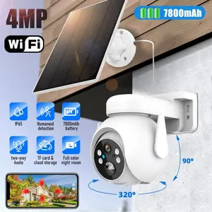 Solar Battery Powered Wireless WiFi Outdoor Pan/Tilt Home Security Camera System, Powerful 1080P HD Wifi Solar Security Camera Full Color Night Vision IP66, ICSee