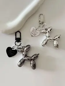 Trendy Cute Keychain, Heart-Shaped Balloon Dog Keychain, Paired With Engraved Love Brand Couple Keys And Bag Accessories, Bag Hanging Decorations, Heart-Shaped Hanging Decorations Gift Keychain | Bag Pendant