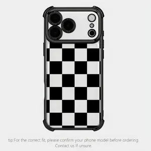 Black checkered four-corner drop-proof TPU phone case for iPhone Samsung Galaxy17 Air 16Pro Max 15 14Plus 13 12 11 XR XS S26UltraS25 S24 S23 Simple and stylish cameraprotection Shockproof Anti-Drop Shockproof DropProtection Durable Phone Case.  006