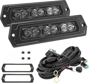 YCHOW-TECH Flush Mount LED Pod, 2PCS 7 Inch 120W Grill Mount LED Pod Driving Lights with Wiring Harness Kit Spot Beam Off Road Fog Trailer Reverse Back Up Light Bar for Trucks Tractor SUV 4x4 ATV UTV Automotive Vehicle