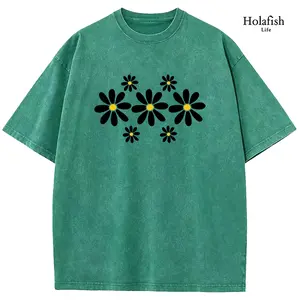 Holafish Women's Snow Washed Cotton Tee, Soft Breathable Casual Top Ideal for Campus Outfits Girlfriends Gatherings Outdoor Picnics Lazy Weekends and Everyday Casual Looks summervibes