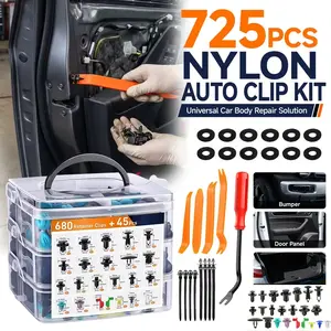 725PCS car fixing clip kit, 23 types of car fastener clips, durable plastic clips and car disassembly tools, suitable for door panels, bumpers and decorations, push rivet fixing buckle set