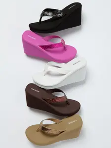 Women's Summer High Heel Waterproof Platform Sandals, Thick Sole Anti-Slip Beach Slippers, Comfortable Open Toe Shoes