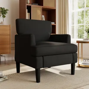 Modern Upholstered Accent Chair with Soft Armrest and Thick Seat Cushion, Comfy Arm Chair for Living Room or Den, Black summergarden