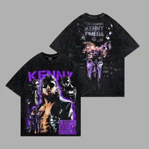 Retro Kenny Omega - The Cleaner Premium Acid Washed 100% Cotton T-Shirt, Best Bout Machine AEW Wrestling Legend Graphic T-Shirt, Bullet Club Elite Shirt, AEW, NJPW Fans Outfit