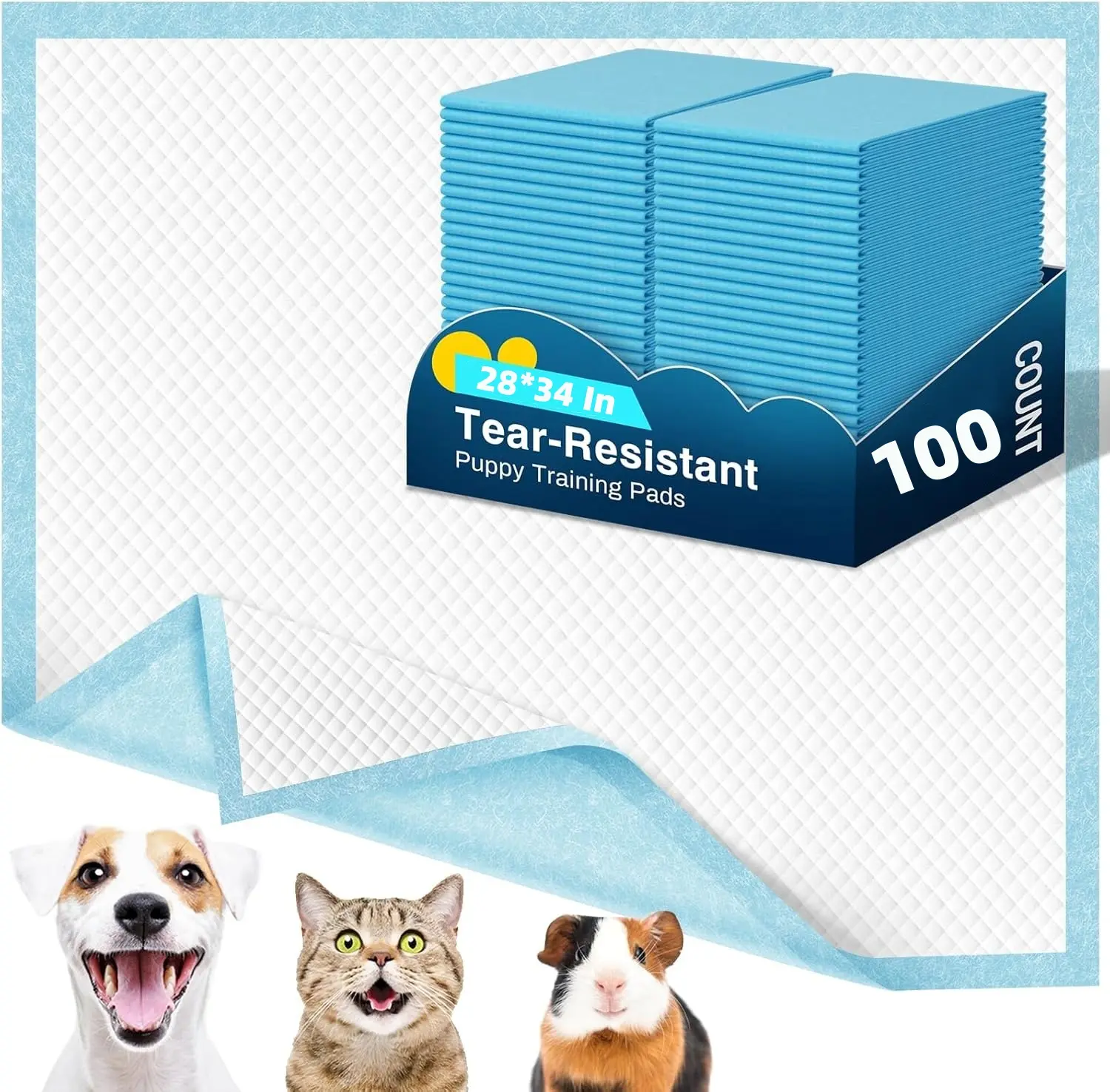 100-Pack X-Large Puppy Training Mats (34"x28") - Ultra Absorbent, Leak-Proof Urinary Care Pads for Fast Dog Potty Training, Waterproof Super Absorbent Pads