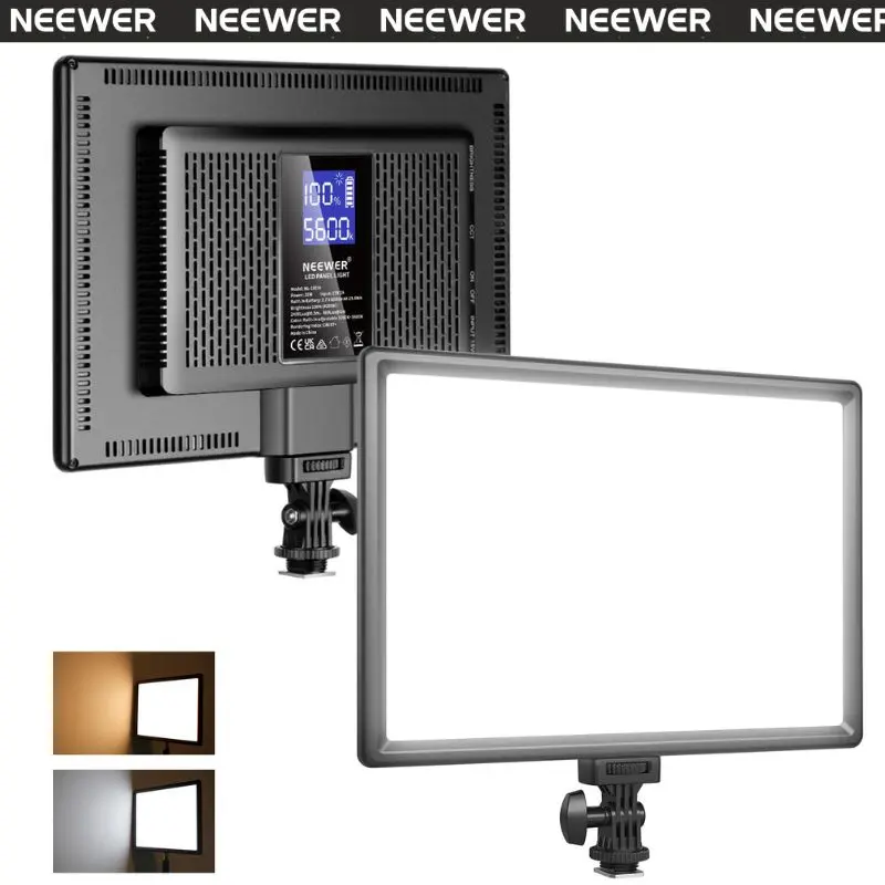 NEEWER NL192 LED Video Light Panel, 19.5W Ultra Thin Bi Color Dimmable DSLR Camera Soft Light with 8000mAh Built in Lithium Battery, 3200-5600K CRI95+ for Photography Video Recording Live Streaming