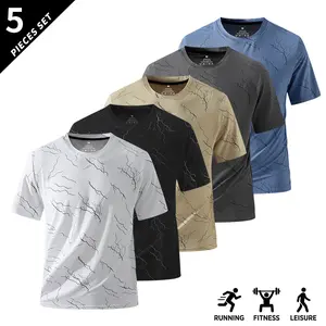 Men’s 5-Pack Fashion Summer Casual Sports T-Shirts, Crew Neck Quick-Dry Short Sleeve, Breathable Stylish Tops, Suitable for Gym Workouts, Running, Everyday Wear, Couples Gift, Holiday Outfits, Outdoor Hiking