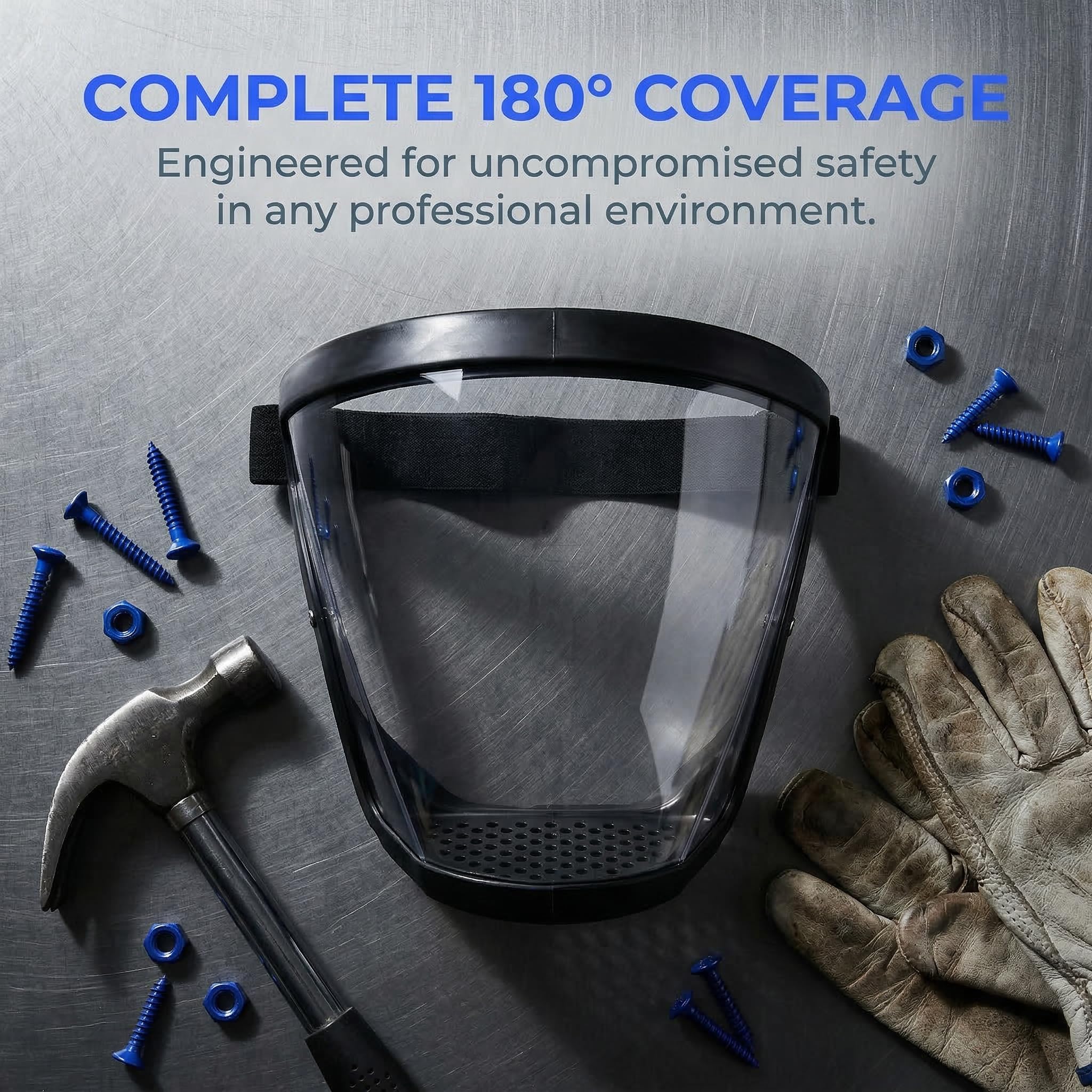 Transparent Visor - Adjustable Full-Face Protective Shield - Durable Plastic Safety Mask - Heat & Im