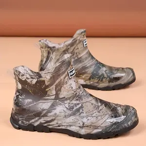 Men's Camouflage Rubber Rain Boots Stylish Slip On Waterproof Boots Thick Design Durable Material All Season Use Ideal for Outdoor Activities Fishing Casual Wear Daily Errands Rainy Days Garden Work All Day Comfort