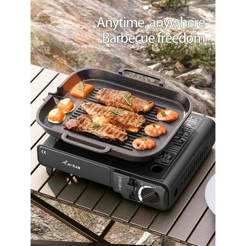 Butane Stove With Wind Deflector, Kitchen Gas Stove, Outdoor Grill, Automatic Ignition, Portable Gas Stove With Carrying Case (Fuel Not Included)