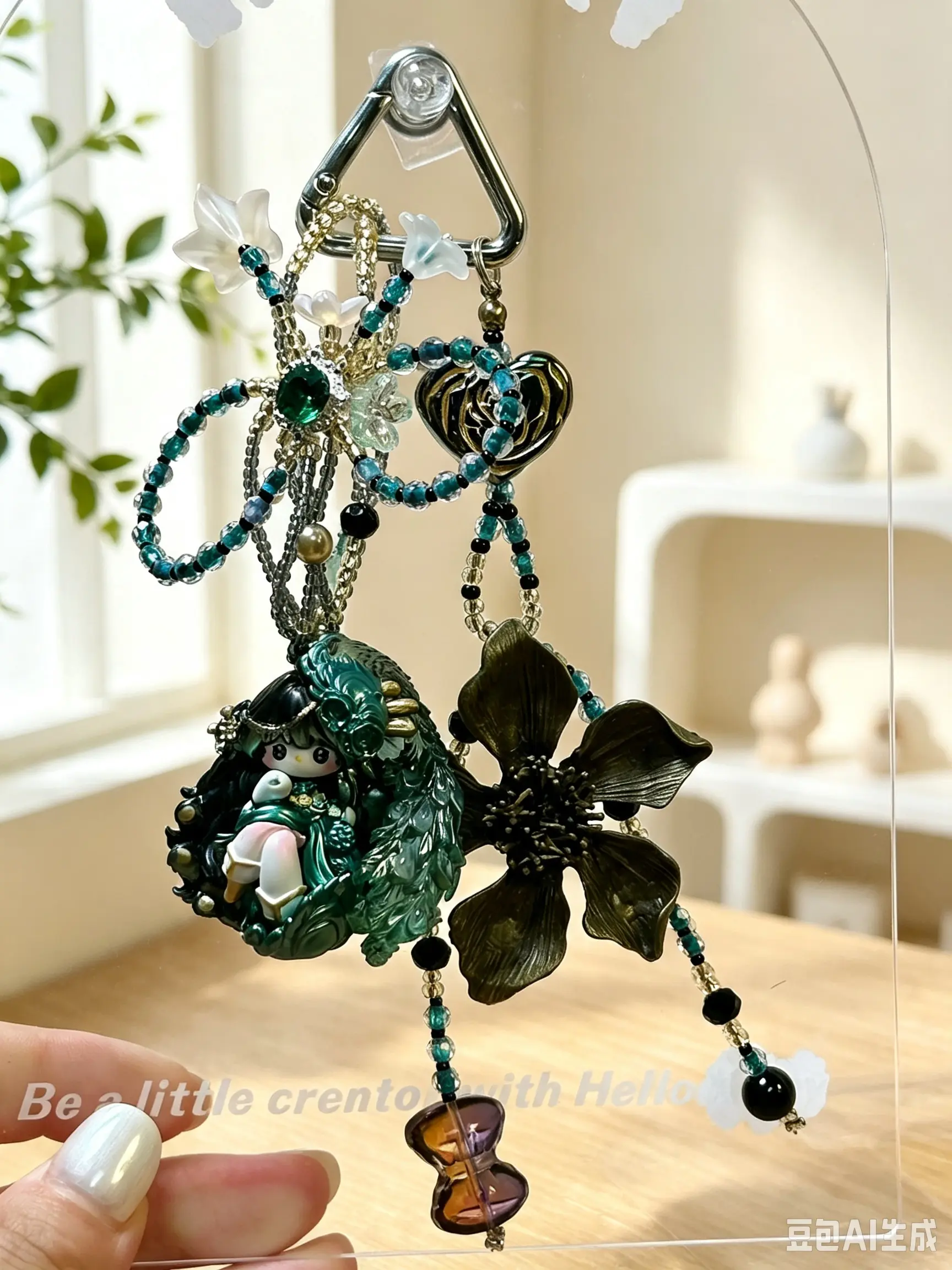 Handmade-Style Beaded Keychain Accessory